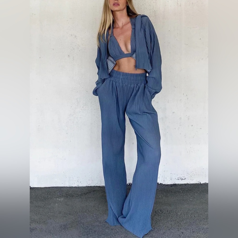 Commense Pleated 3 Piece Pants Set